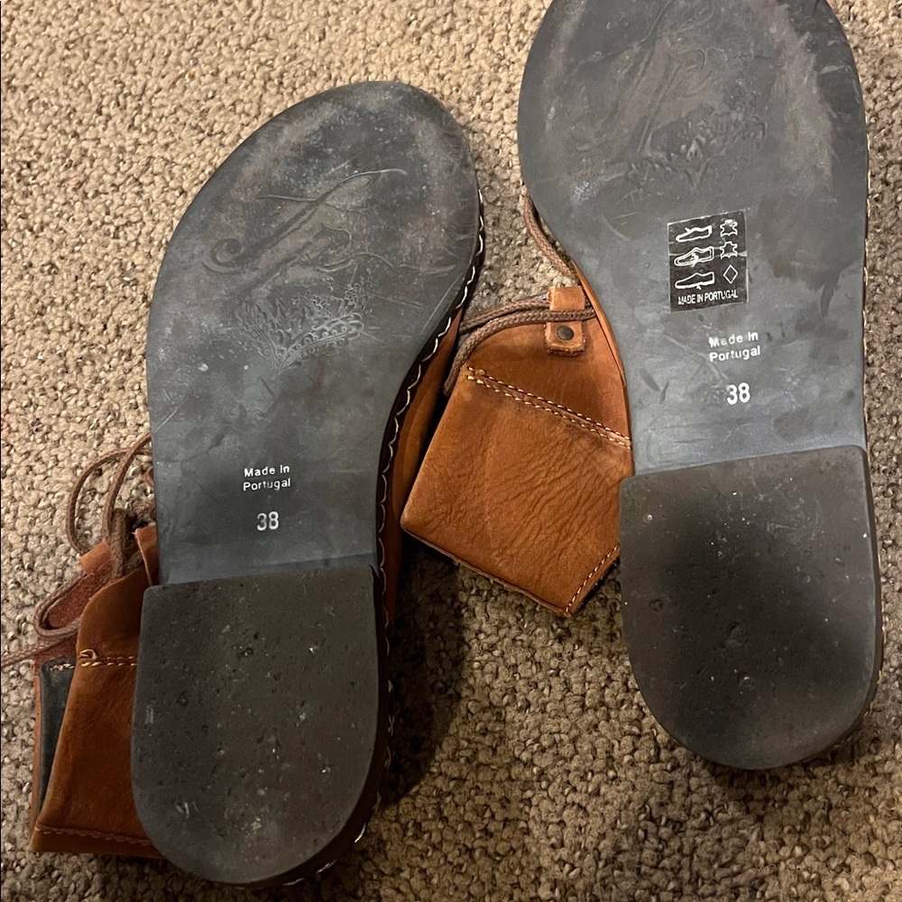 Free People Edgewater Lace Up Flat Sandals 38 brown 7.5 8 - Picture 6 of 6
